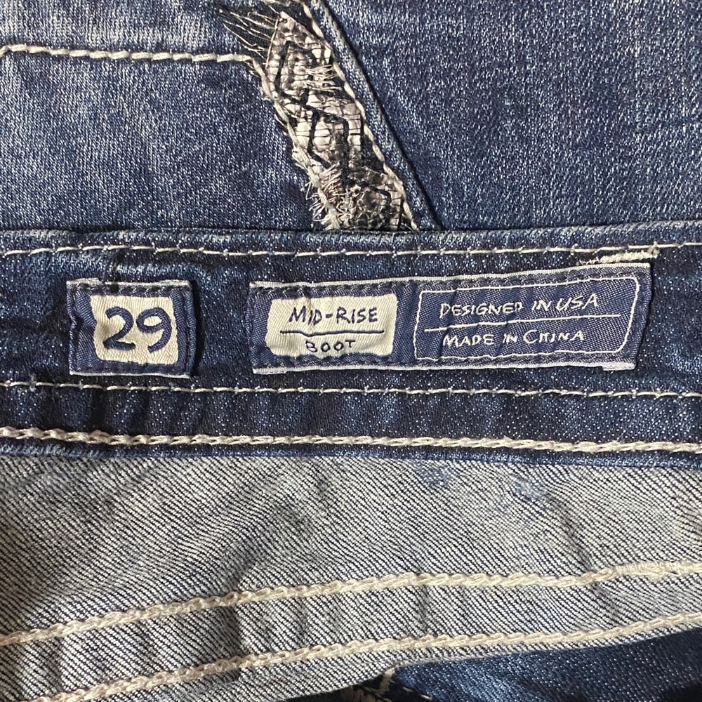 Miss Me Dark Blue Boot Cut Jeans with Silver Embellishments - Picture 3 of 5